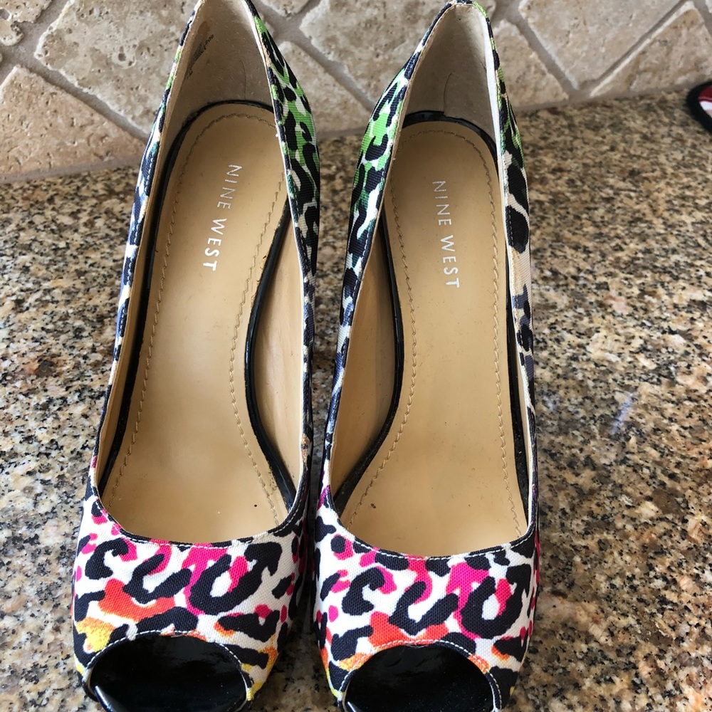 Nine West Peep Toe Canvas Pumps